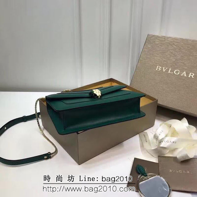 BVLGARI寶格麗 專櫃新款 蛇頭扣環 單層蛇頭包 鏈條單肩斜挎包 祖母綠 B39174 FYD1329